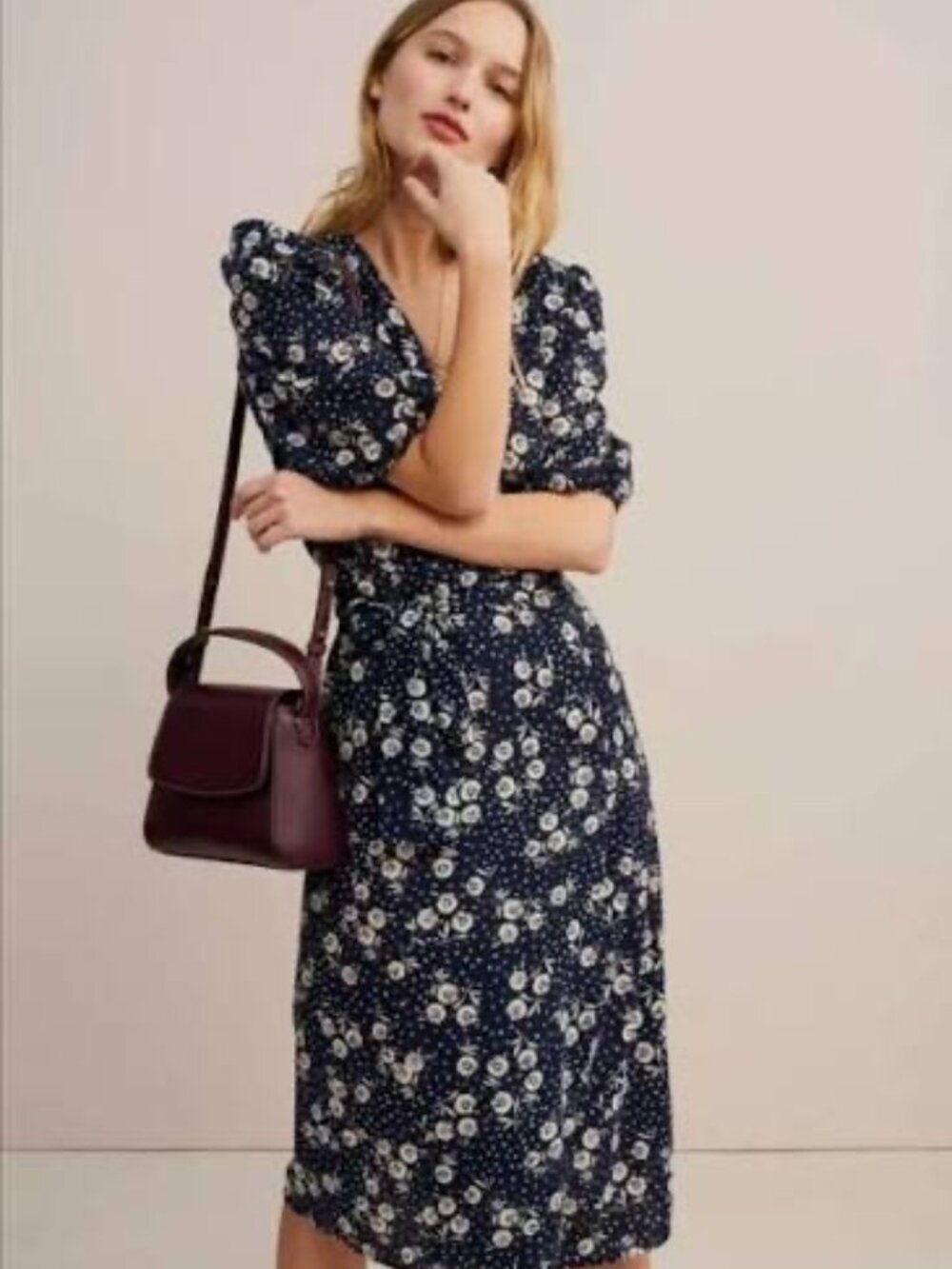Rouje Rosalie Dress — Navy Floral & Polka Dot